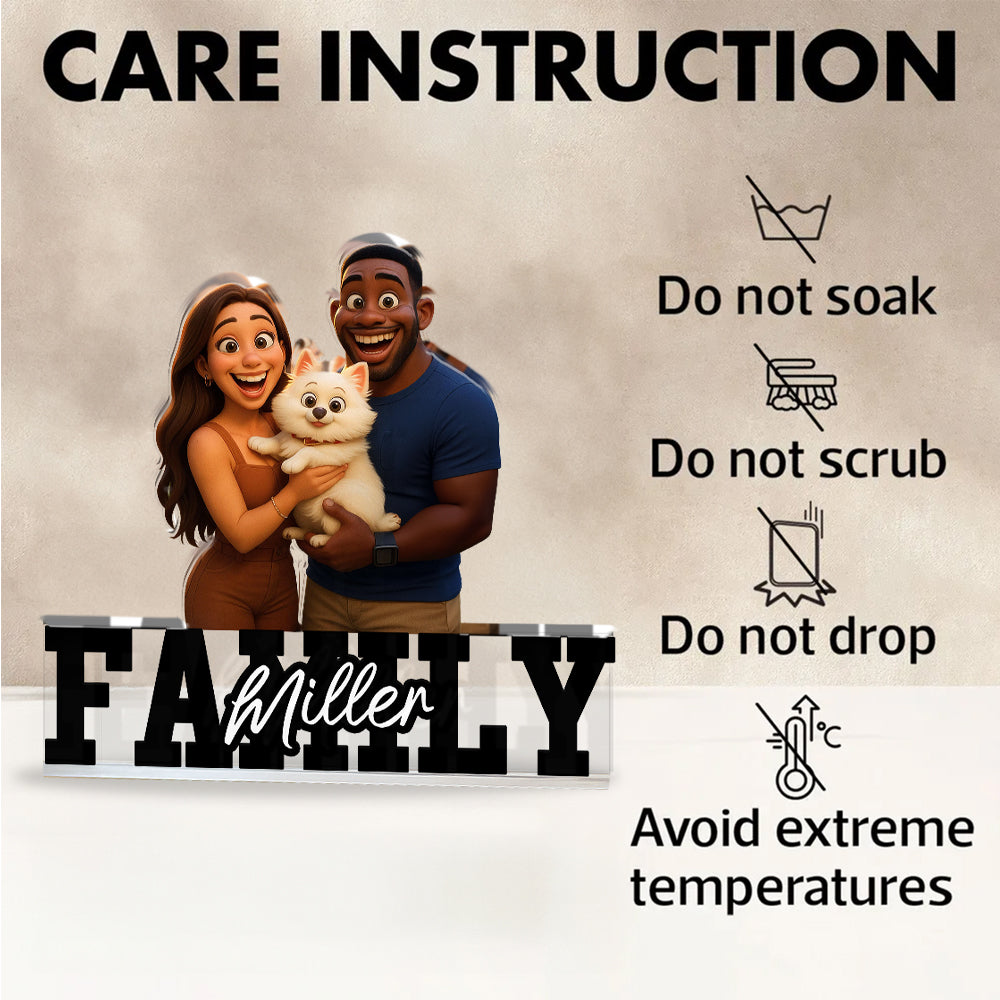 Custom Photo and Family Name - Personalized Family Gift - Custom Shape Acrylic Block Plaque