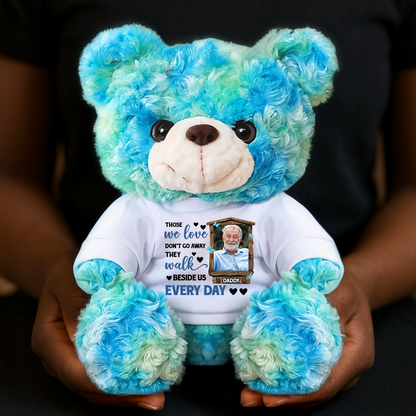 Those We Love Don't Go Away - Personalized Memorial Bear Plush - Custom Photo and Name Bear