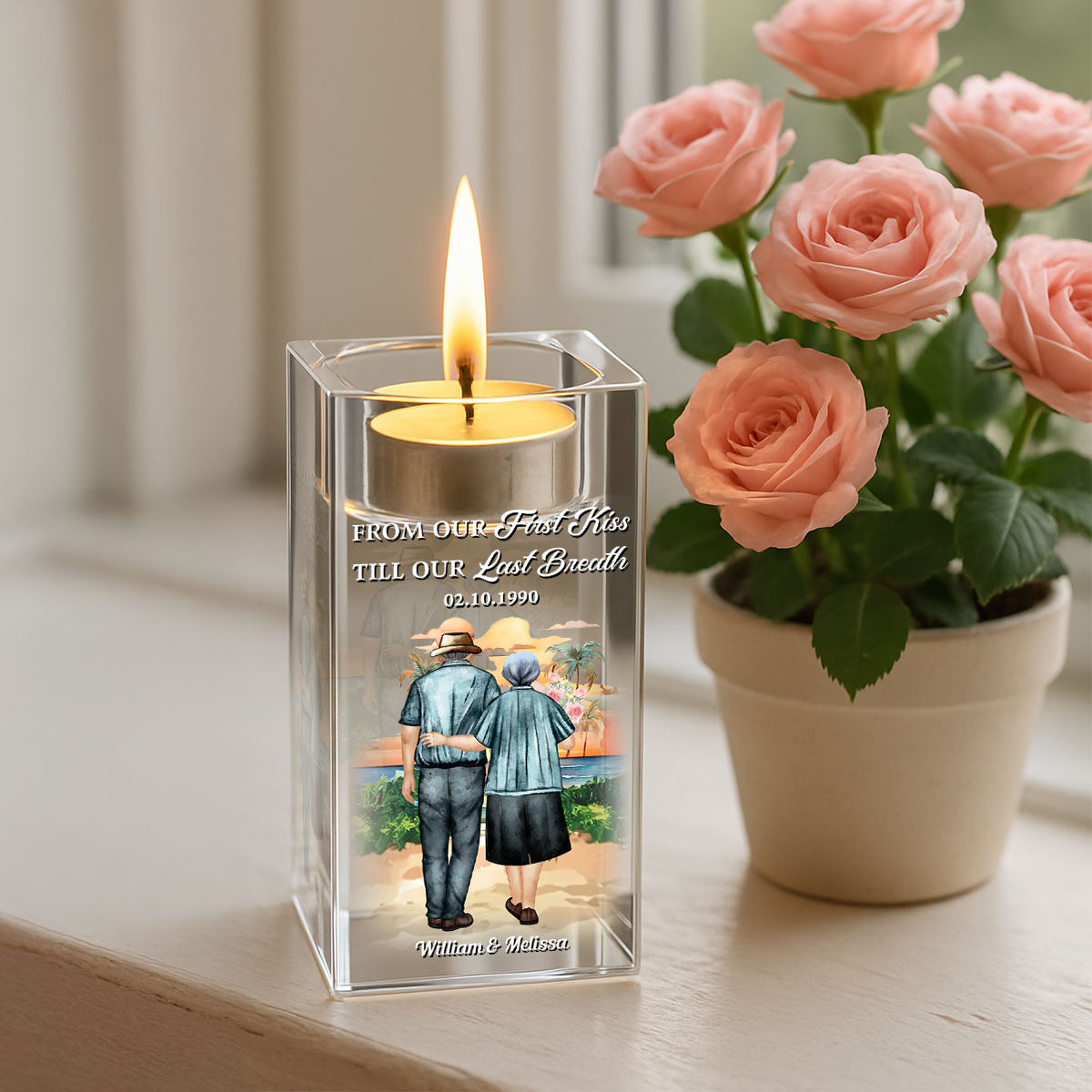 Til Our Last Breath - Personalized Crystal Candle Holder