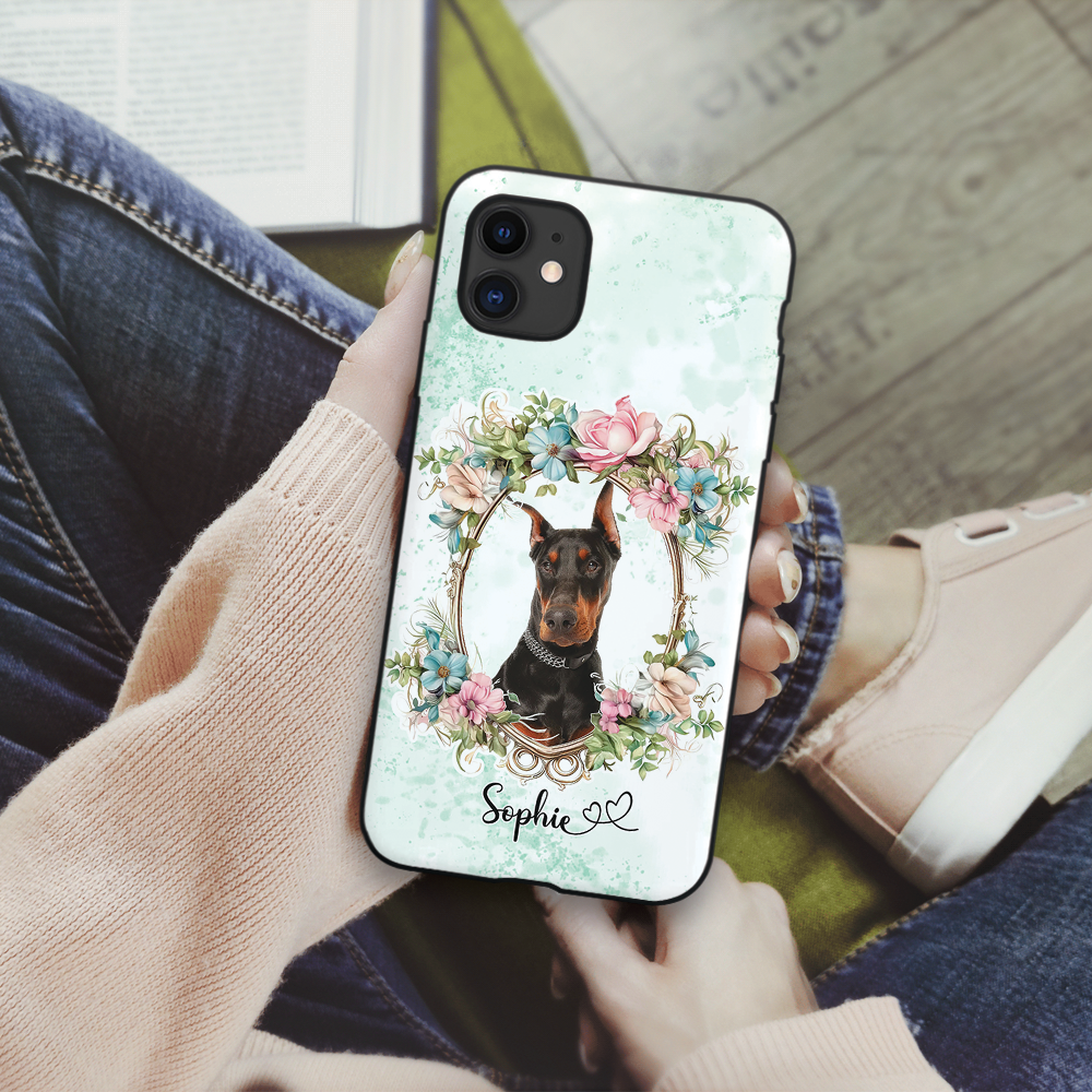 Custom Name and Photo - Personalized Black Silicone Phone Case - Stylish Cute Gift for Pet Lovers