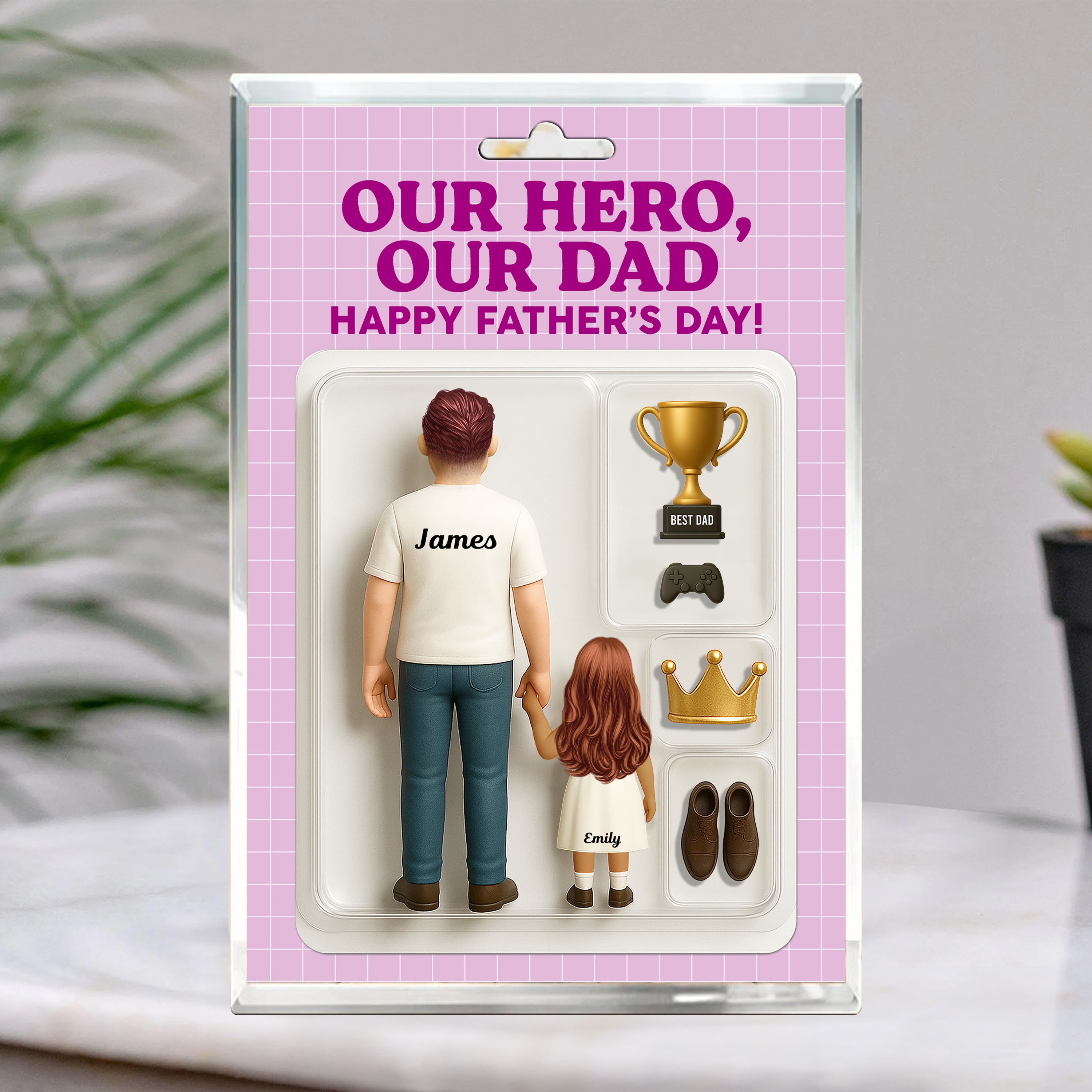 Our Hero Our Dad - Custom Figure Personalized Acrylic Block Plaque