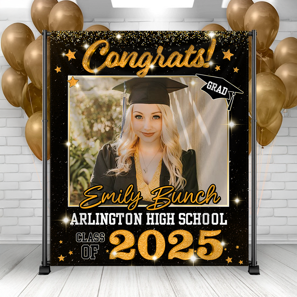 Class of 2025 Graduation Decorations – Personalized Congrats Backdrop for Memorable Party