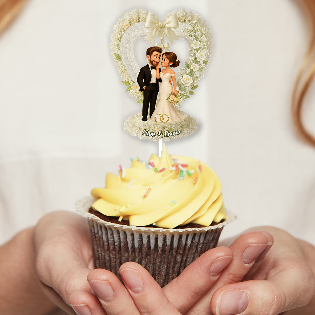 Couple Custom Photo - Custom Wedding Party Face Cupcake Toppers, Wedding Decorations, Physical Product