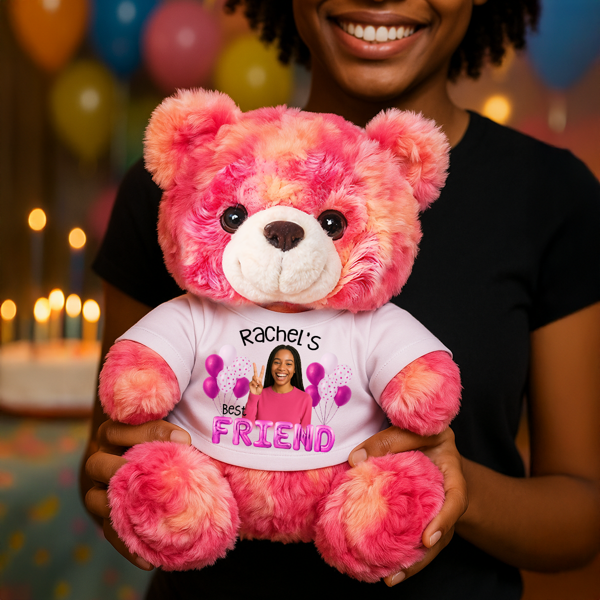 Personalized Teddy Bear Plush for Bestie - Custom Photo and Name Bear - Personalized Plush Bear