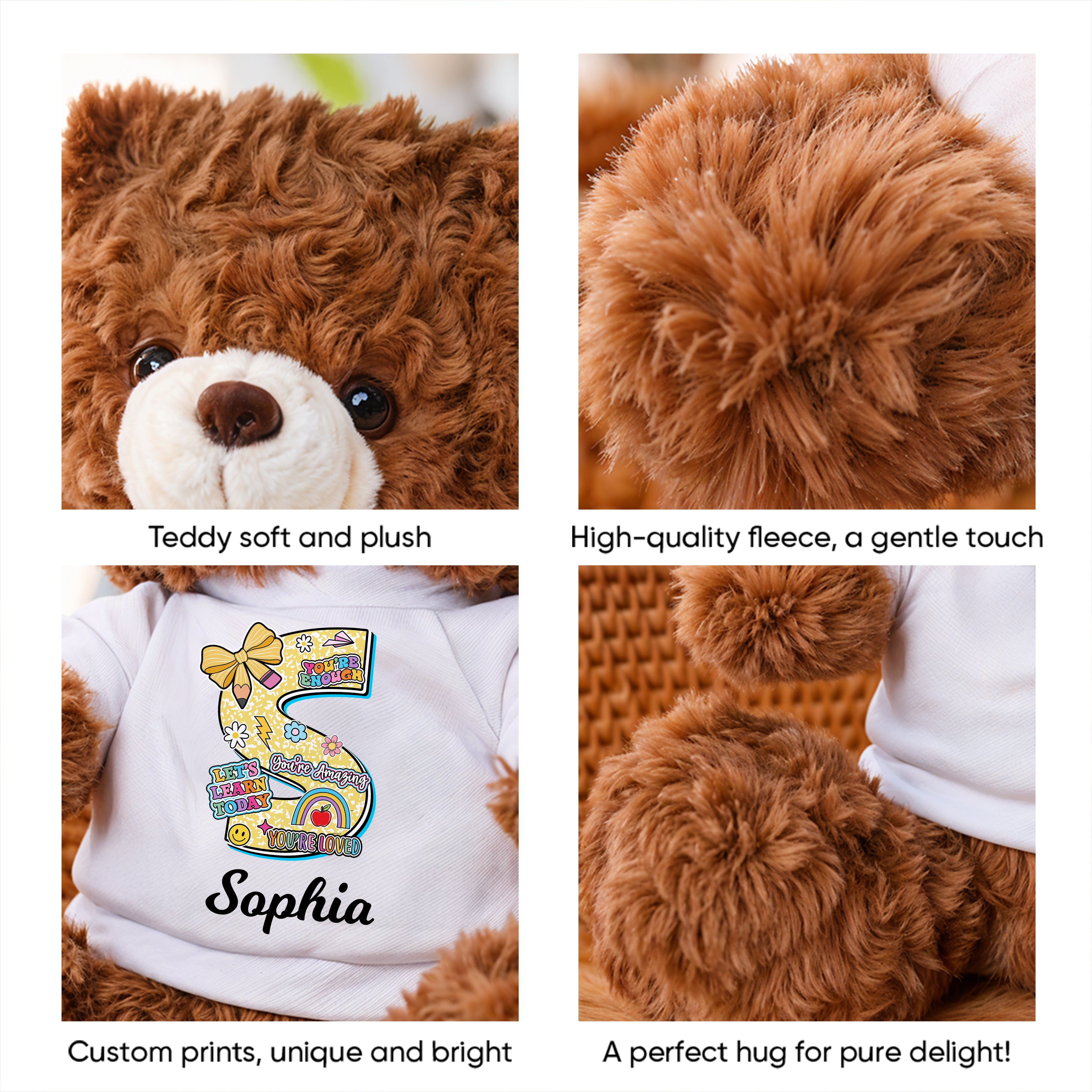 Gift for Teachers - Personalized Bear Plush - Custom Teacher Name Bear