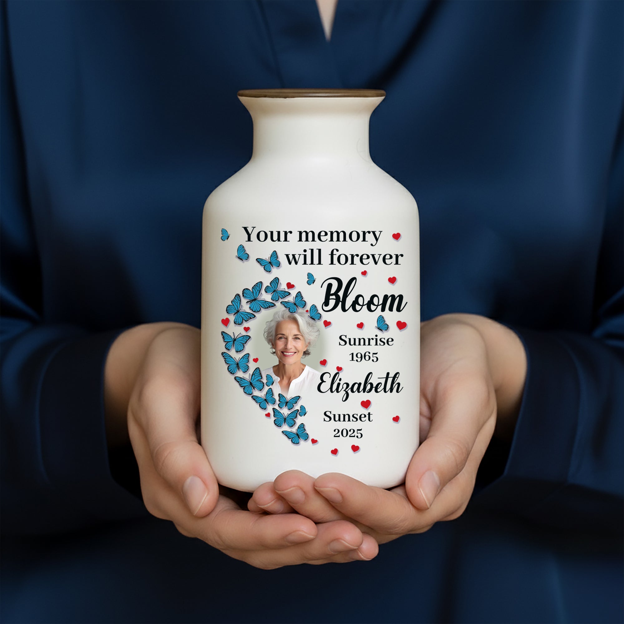 Your Memory Will Forever Bloom - Personalized Elegant Ceramic Flower Pot Minimalist - Memorial Gift