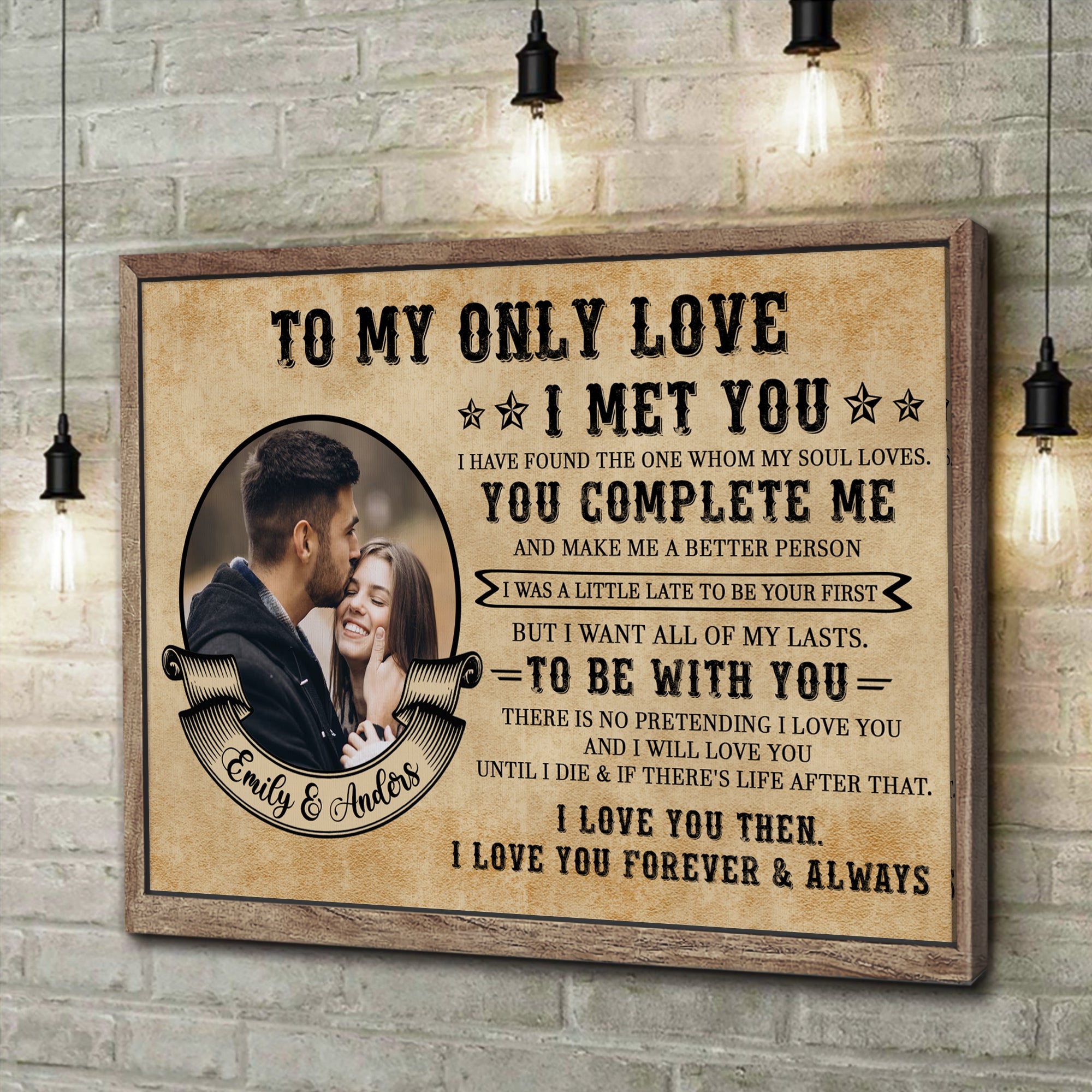 To My Only Love - Custom Couple Name - Canvas Sign - Anniversary Gift