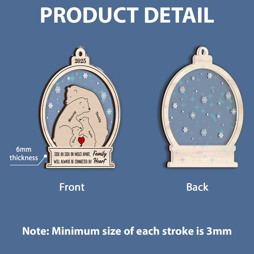 Personalized Bear Family Name Ornament - Custom Shape Hologram Ornament