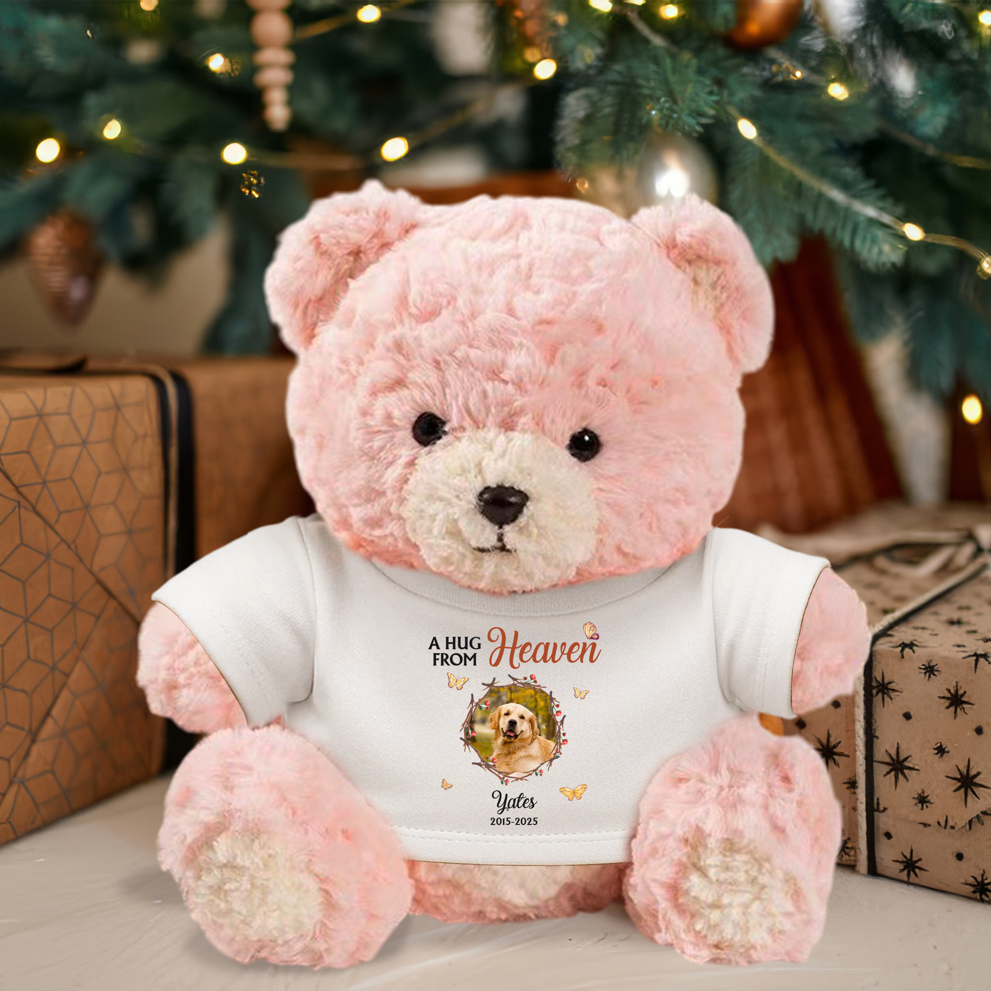 A Hug From Heaven - Memorial Bear Plush - Custom Photo Cute Bear