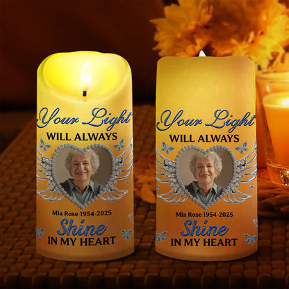 Custom Name and Photo Memorial Gift - Personalizes Memorial Photo LED Candle - Memorial Gift