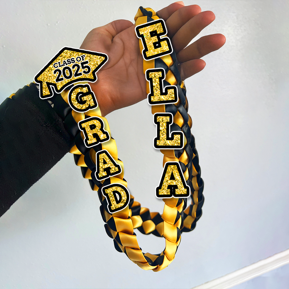 Glitter 2025 Graduation Lei Custom Name and Photo - Personalized Graduation Lei - Senior 2025