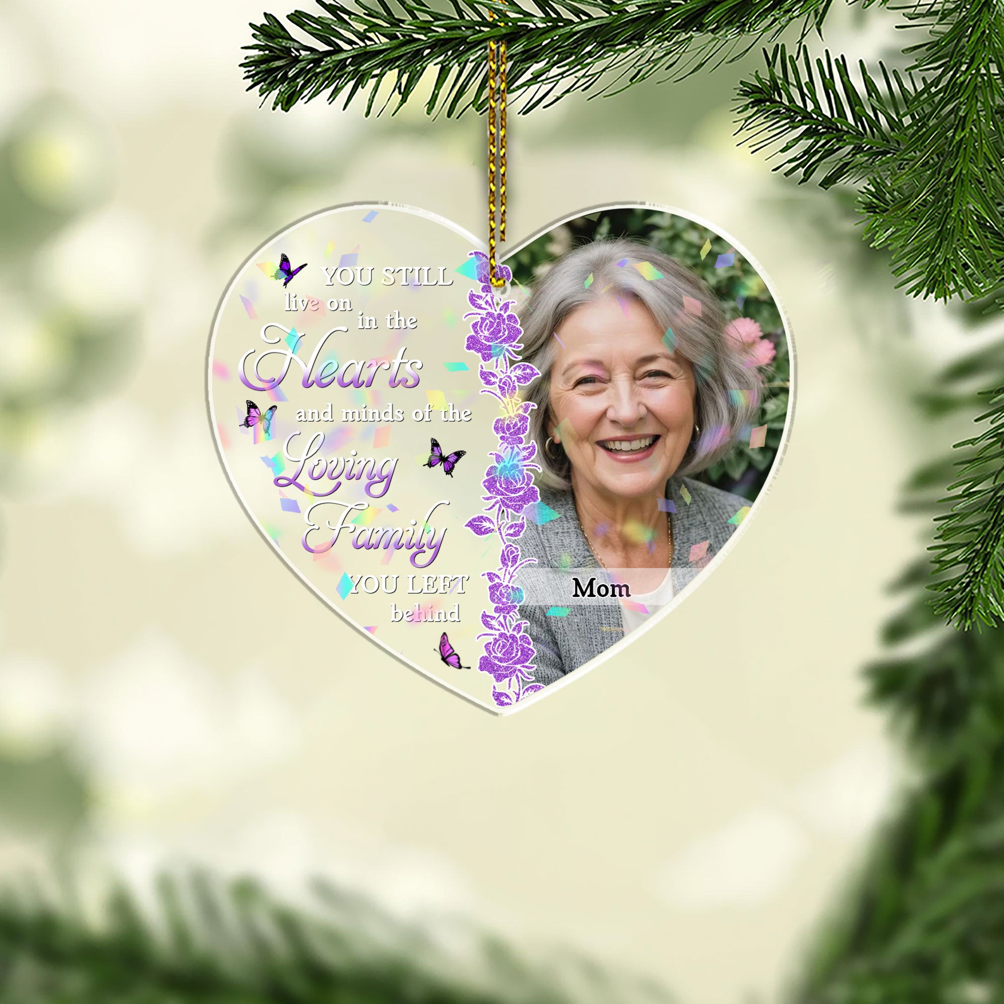 Personalized Memorial Christmas Ornament - Custom Shape Hologram Ornament