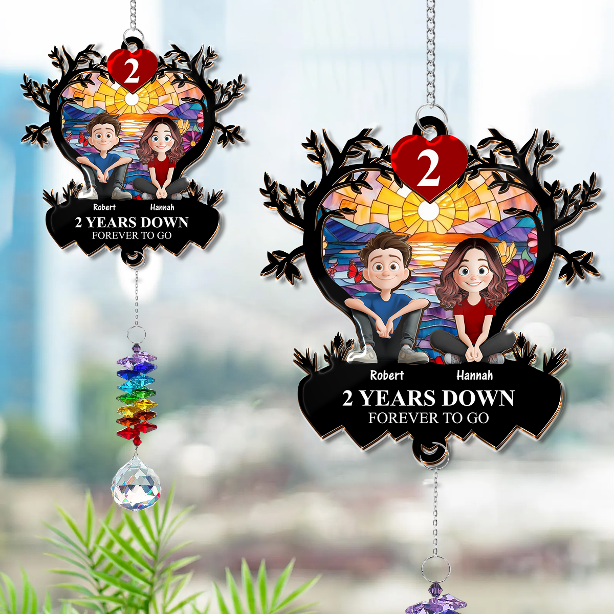 Forever To Go - Ornament Hanging Piece With Crystal Charm - Couple Gift