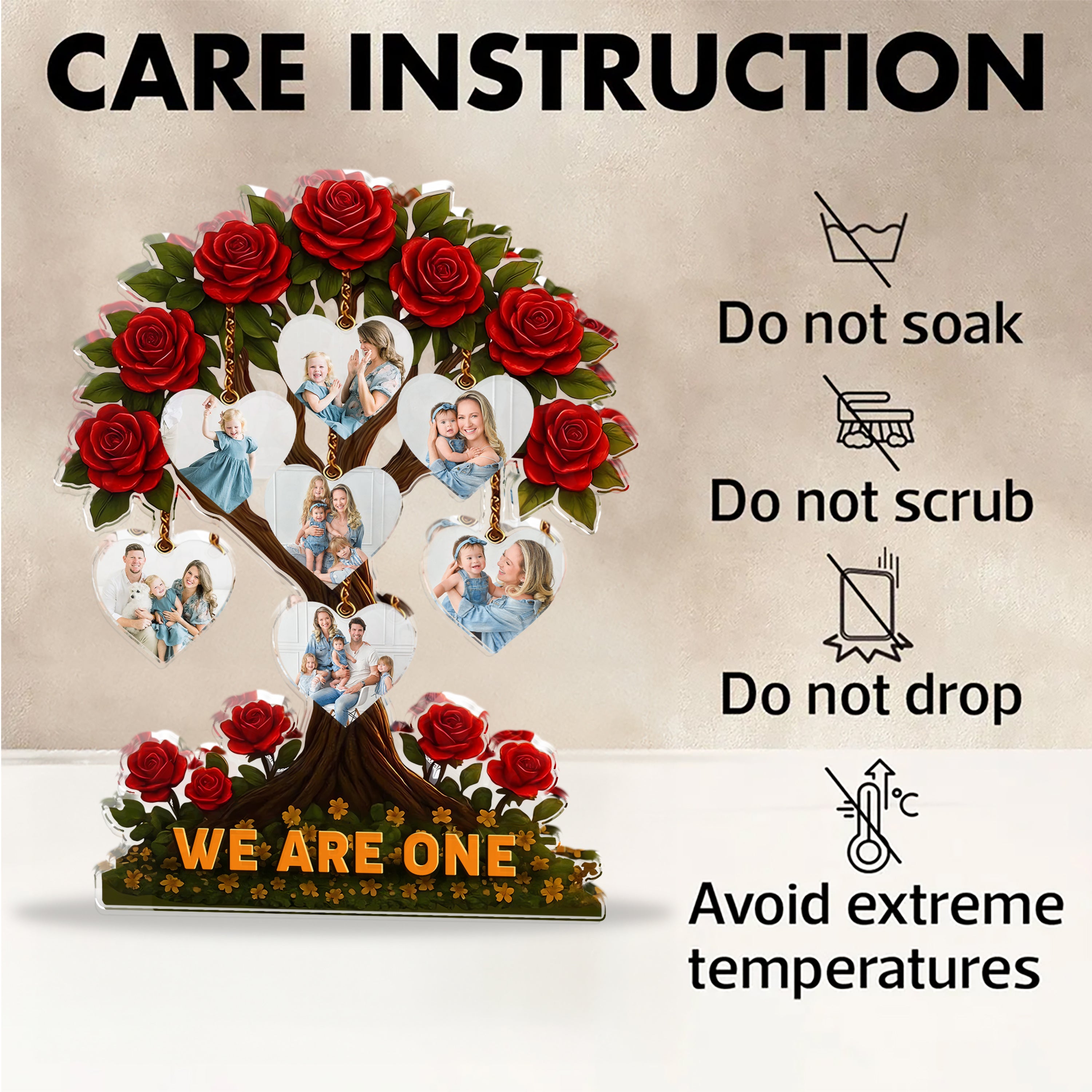 Family Tree Photo - Custom Photo Family Gift  - Custom Shape Acrylic Block Plaque