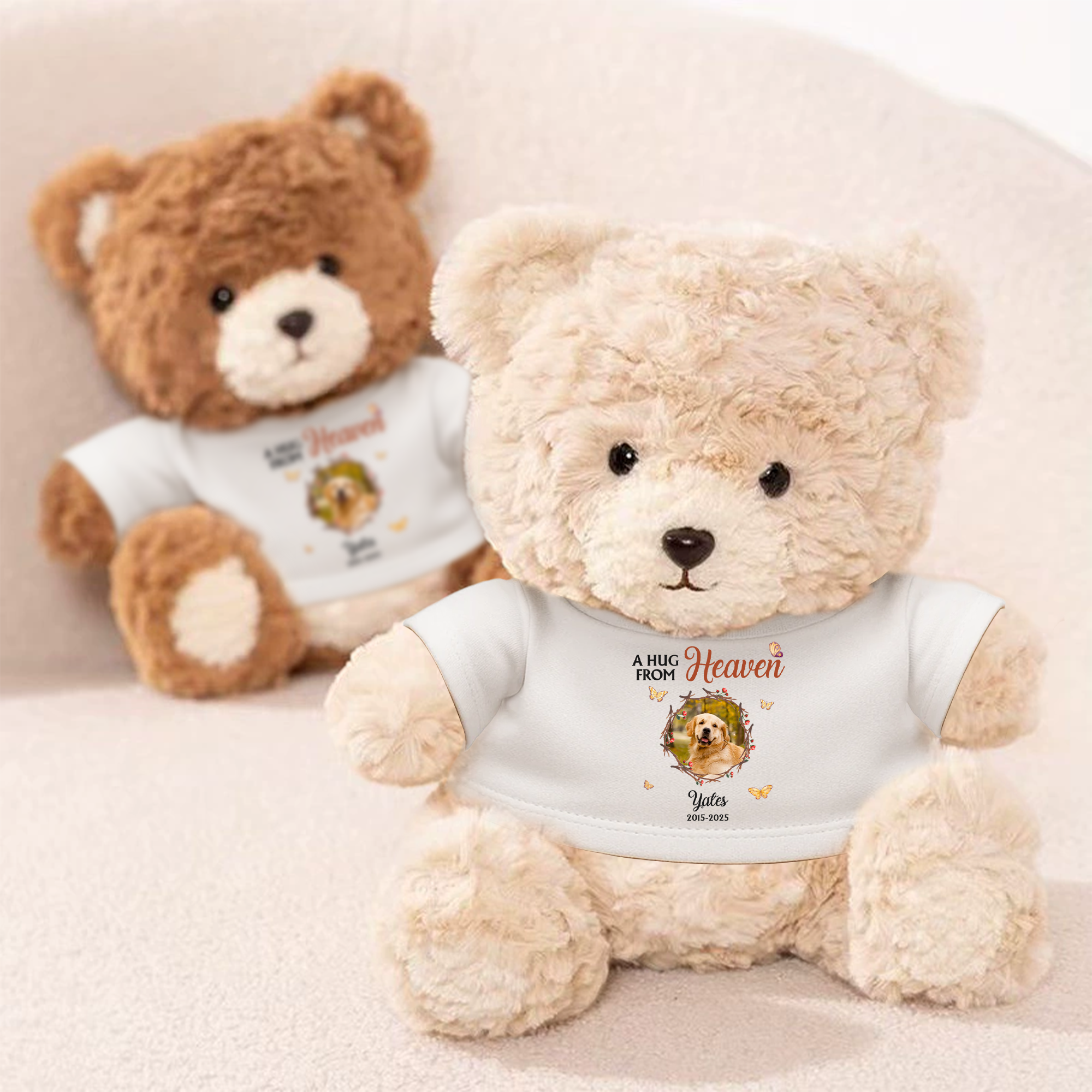 A Hug From Heaven - Memorial Bear Plush - Custom Photo Cute Bear