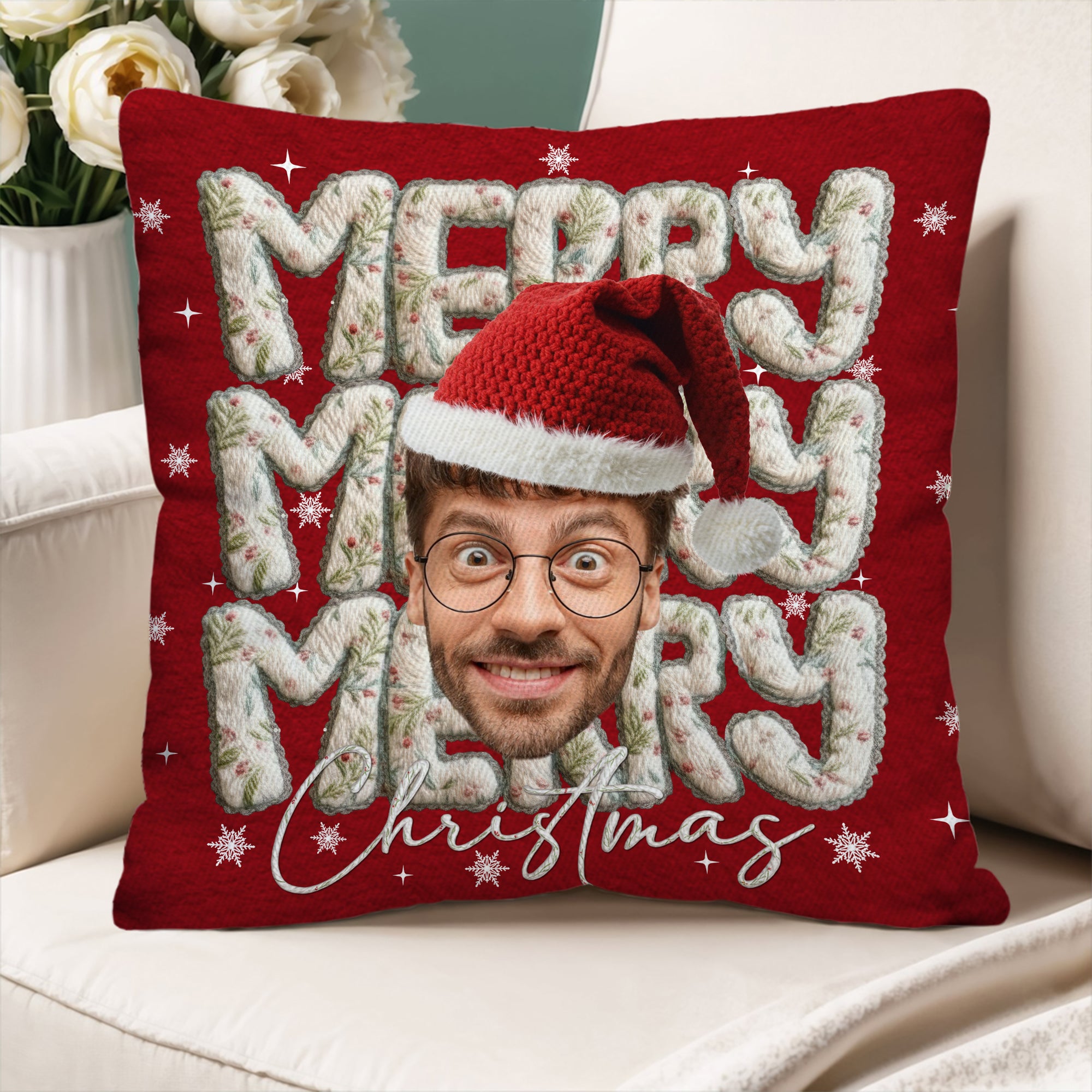 Merry Merry Christmas - Personalized Custom Pillow