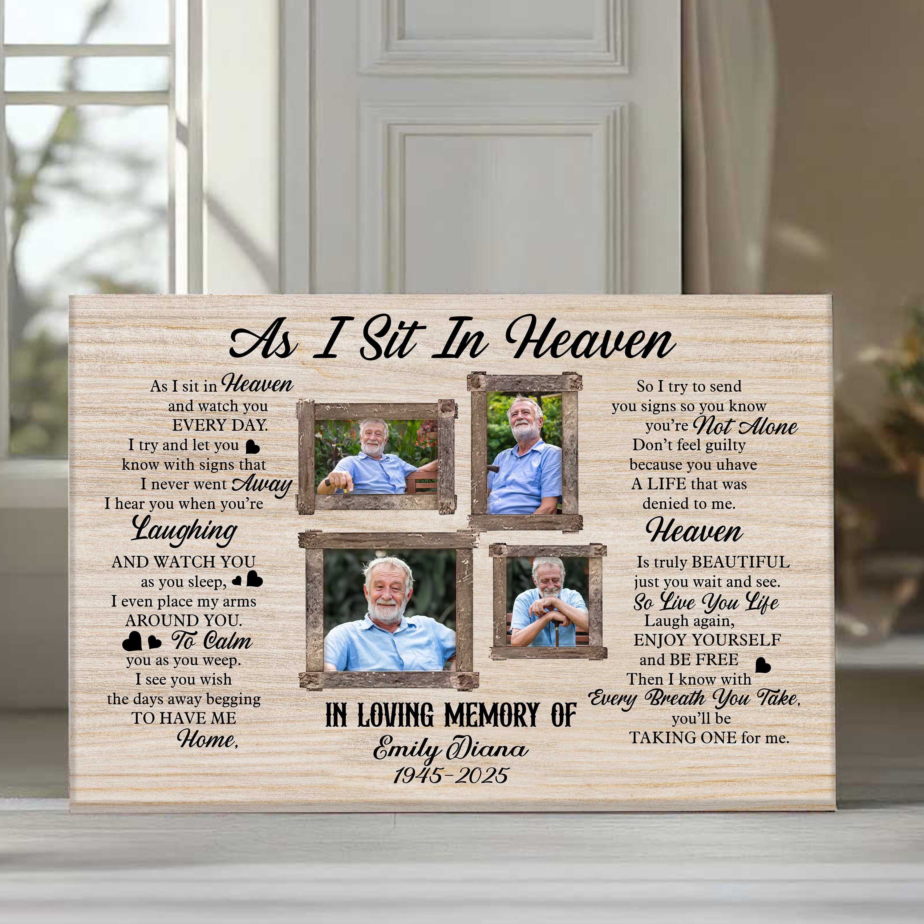 As I Sit In Heaven - Custom Name and Photo - Personalized Canvas Print - Family Decor