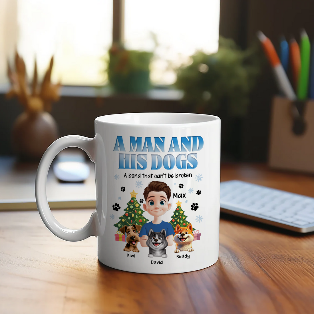 A Man And His Dogs - Personalized Custom 12oz Enamel Mug - Gift for Dog Lover