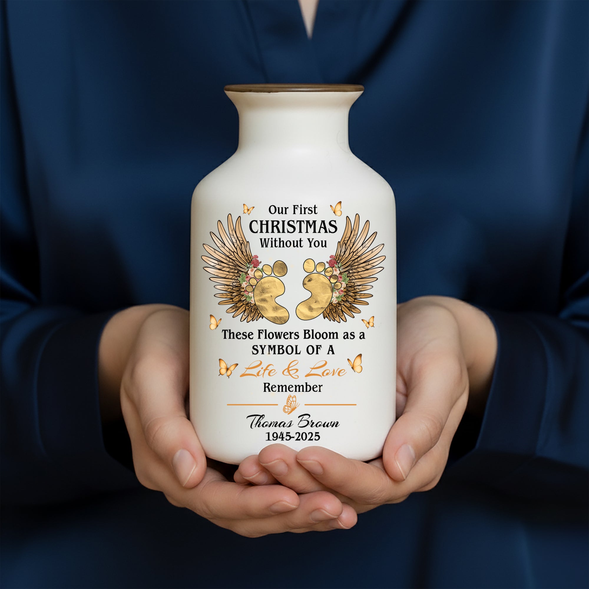 Our First Christmas Without You - Personalized Elegant Ceramic Flower Pot Minimalist - Miscarriage Memorial Gift