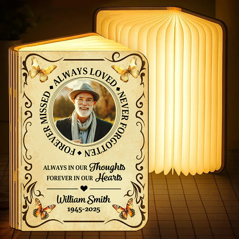 Always Loved Forever Missed - Personalized Book Lamp - Memorial Gift