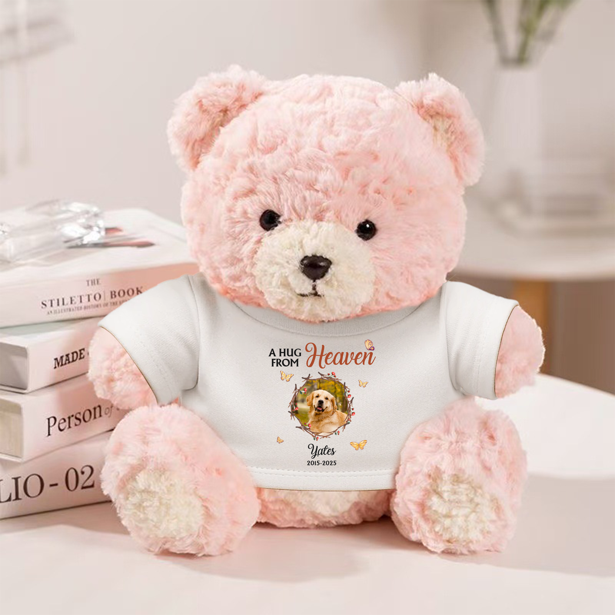 A Hug From Heaven - Memorial Bear Plush - Custom Photo Cute Bear