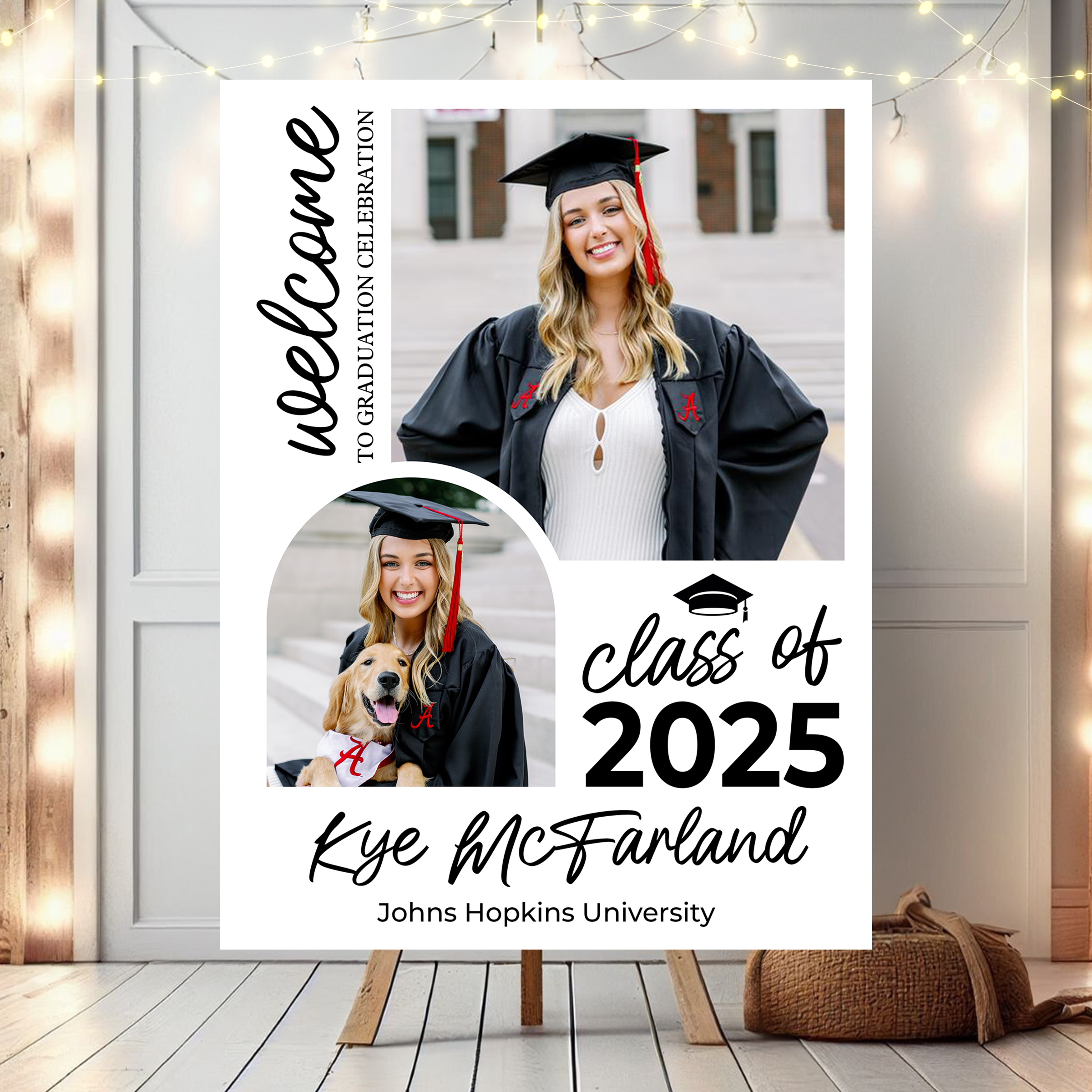 Welcome To The Graduation Celebration Class Of 2025 Personalized Multi Photo Welcome Sign