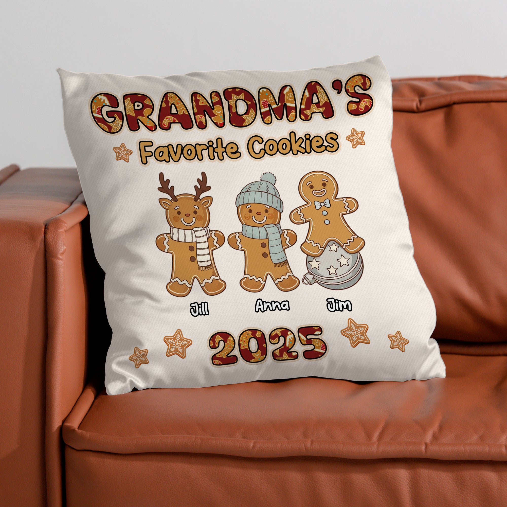 Custom Name - Grandma Favorite Cookies - Personalized Pillow - Christmas Gift