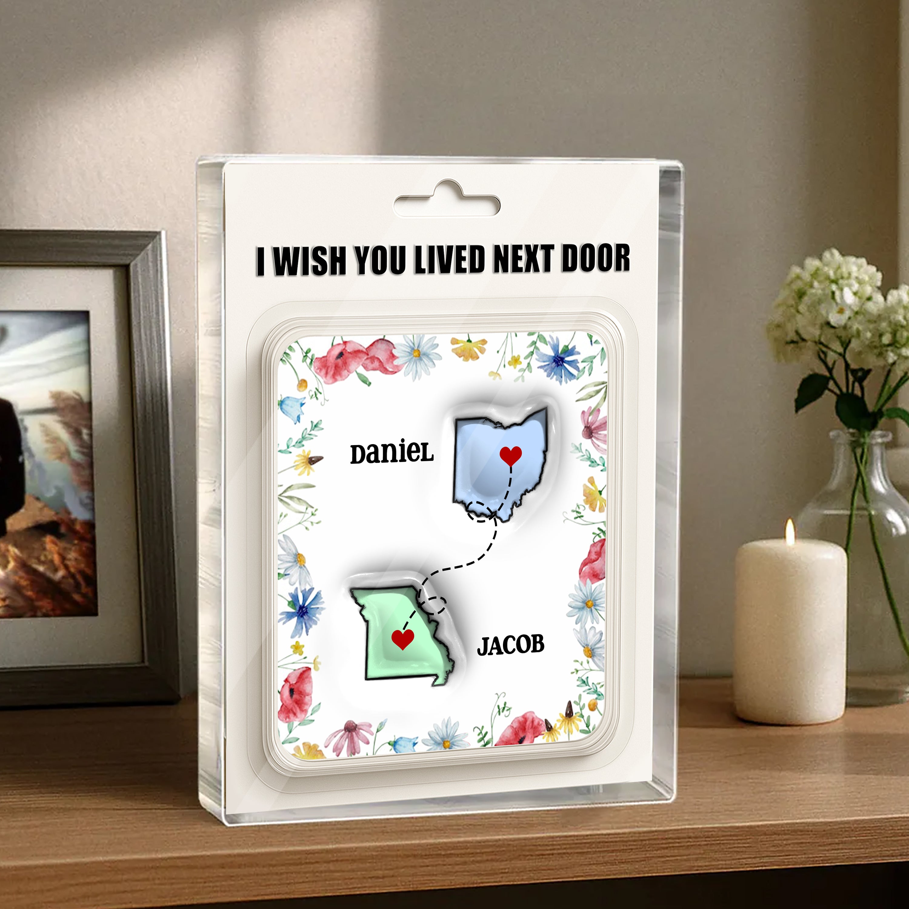 I Wish You Lived Next Door - Personalized Name Gift - Custom Shape Acrylic Block Plaque