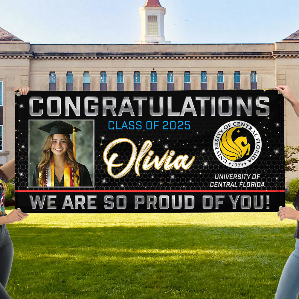 Congratulations - Class Of 2025 - We Are So Proud Of You! Personalized Banner, Graduation Gift Decor