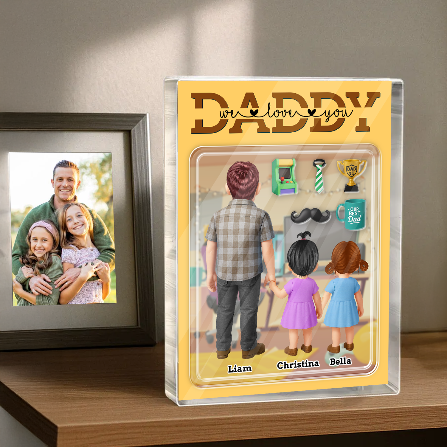 Daddy We Love You - Custom Figure Personalized Acrylic Block Plaque
