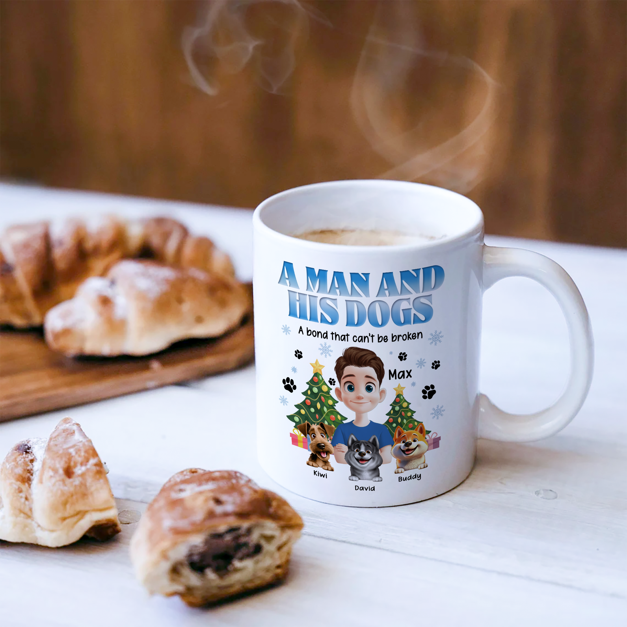 A Man And His Dogs - Personalized Custom 12oz Enamel Mug - Gift for Dog Lover