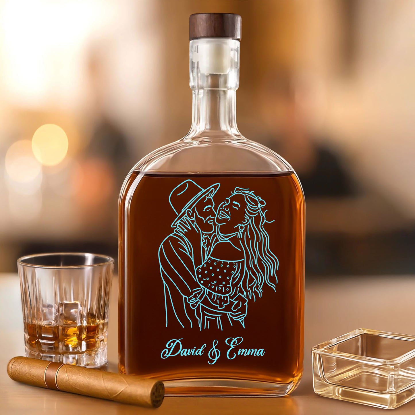 The Day We Met - Custom Star Map and Photo - Personalized Custom Whiskey Bottle