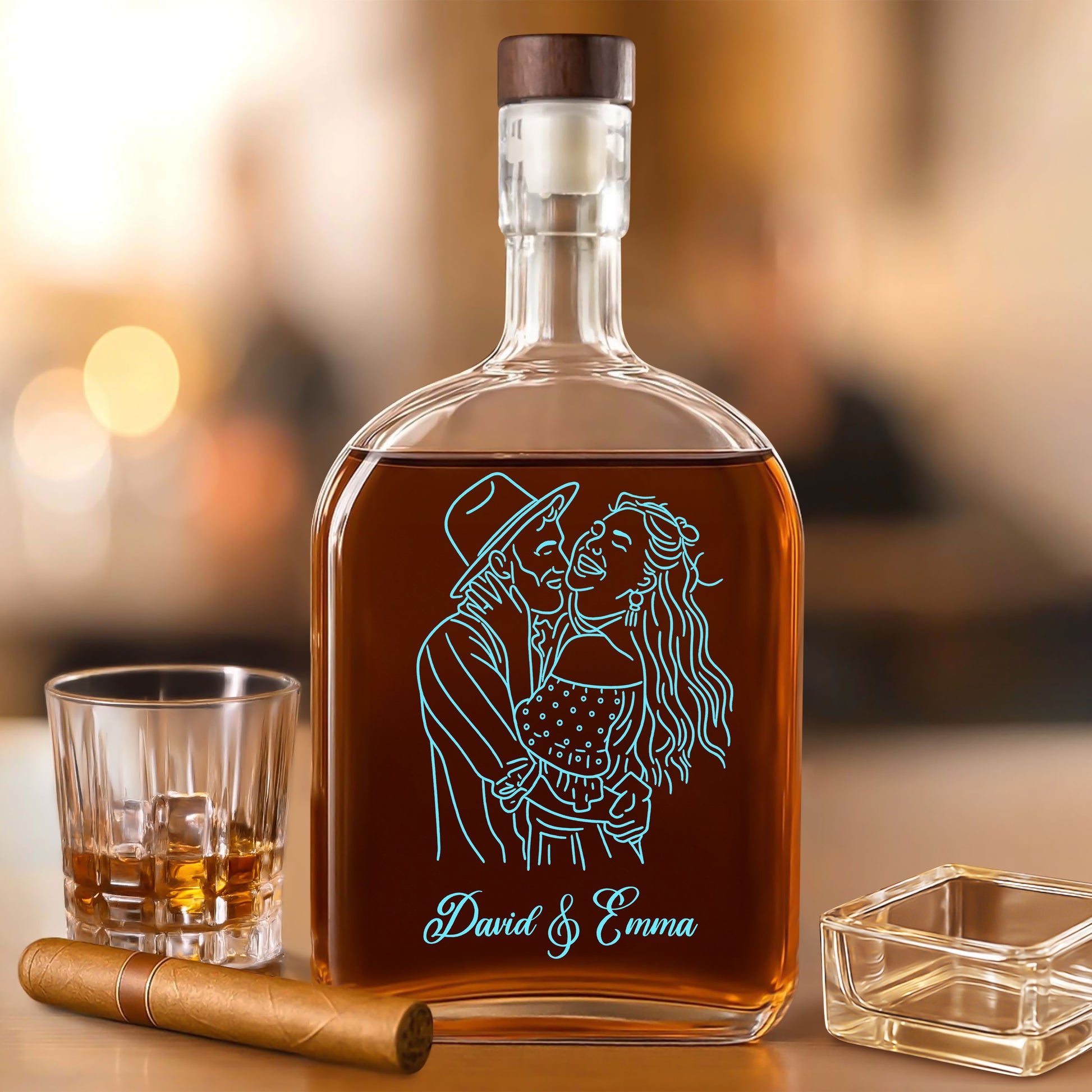 The Day We Met - Custom Star Map and Photo - Personalized Custom Whiskey Bottle
