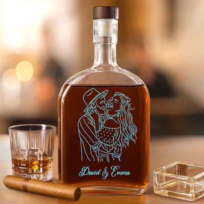The Day We Met - Custom Star Map and Photo - Personalized Custom Whiskey Bottle