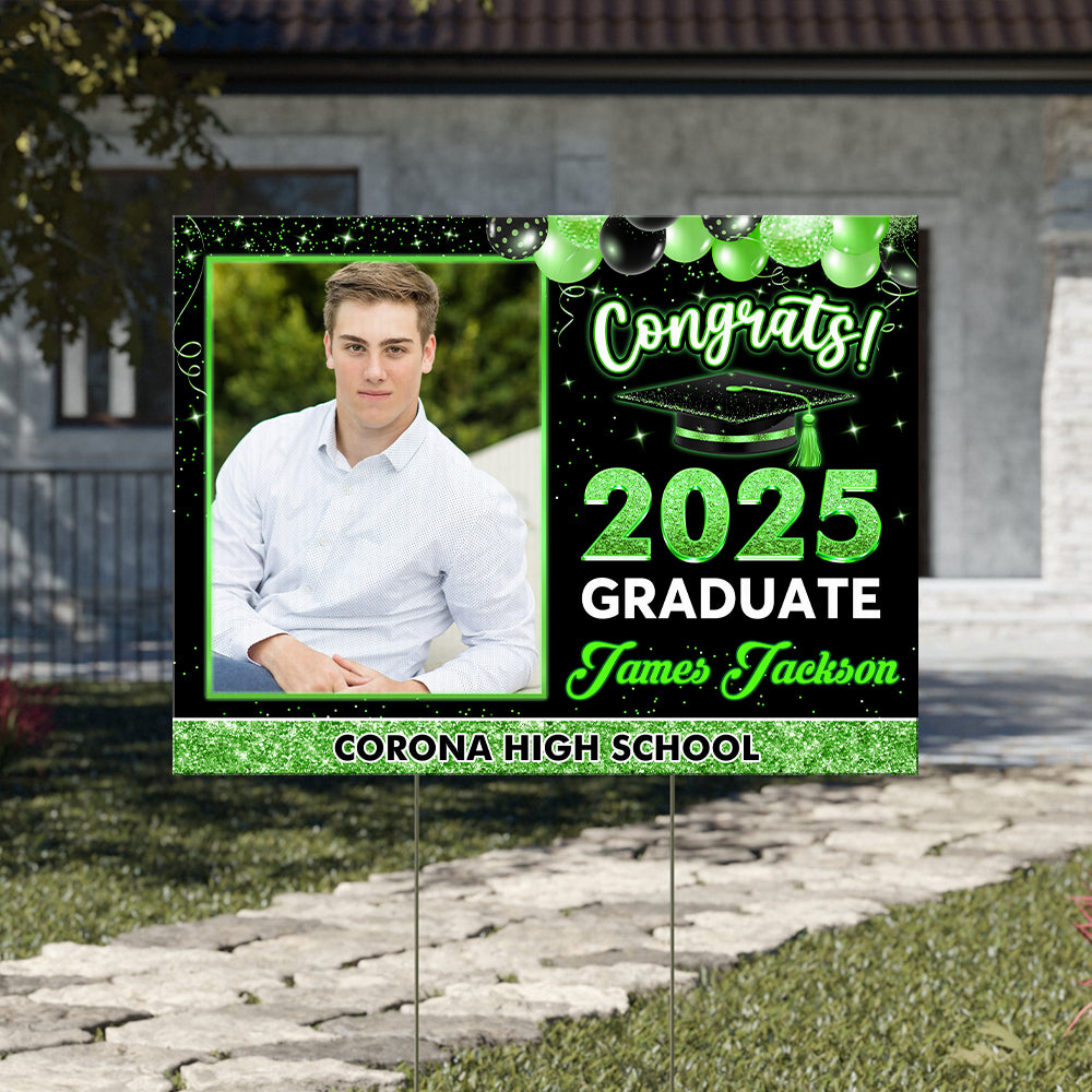 Graduation Gift, Congrats Class Of 2025 - Custom Photo And Texts Graduation Lawn Sign, Yard Sign