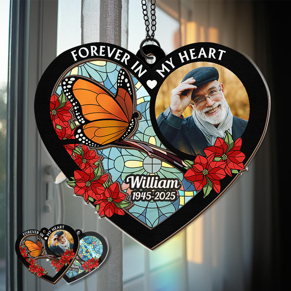 Custom Name and Photo Memorial Ornament 2-layered  - Custom Shape Hologram Ornament