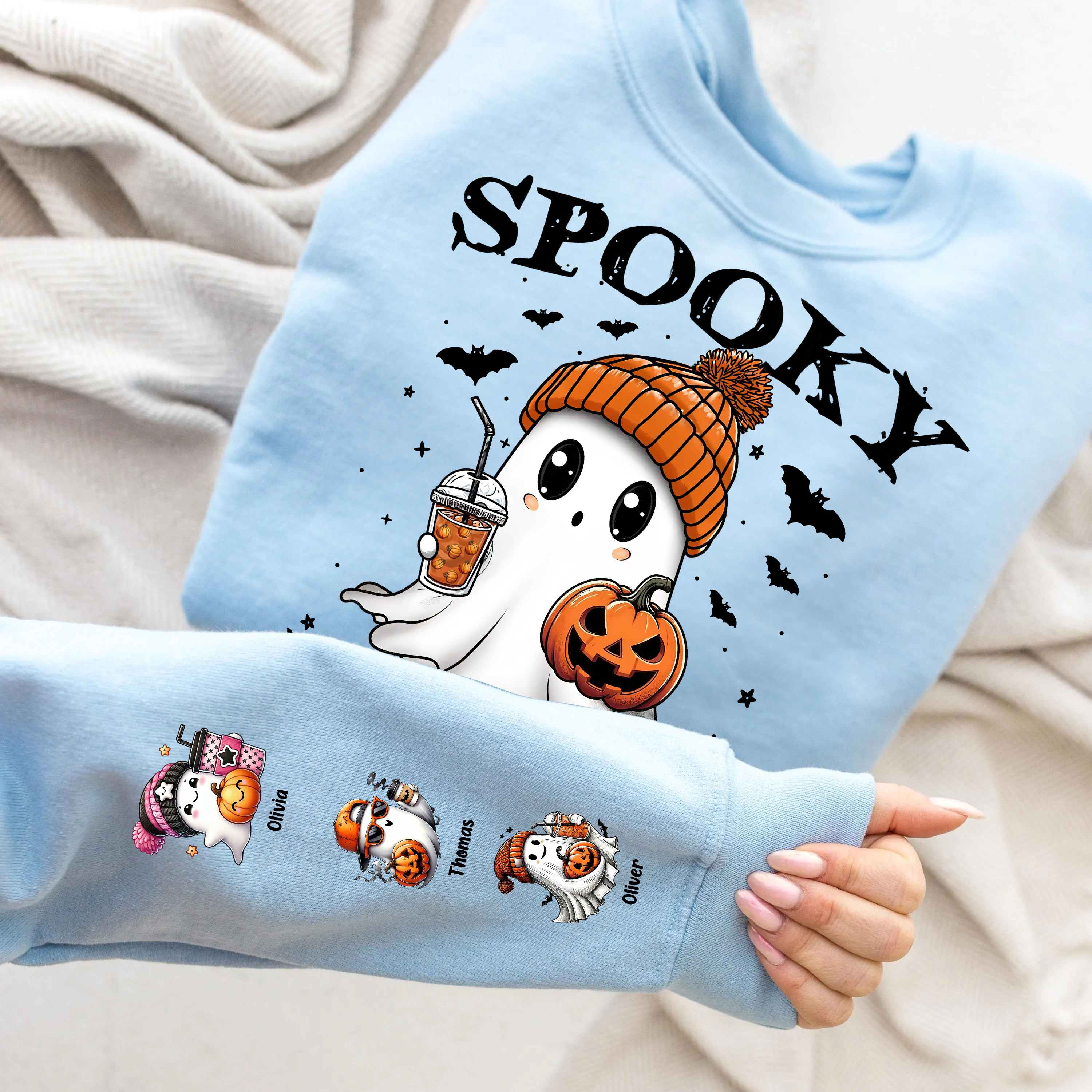 Spooky Mom Grandma Halloween Pumpkin - Custom Name Sweatshirt - Personalized Shirt Custom T-shirt