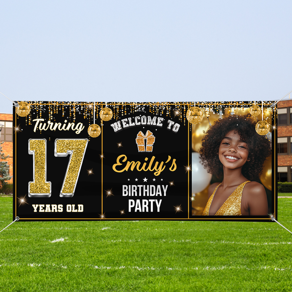 Personalized Birthday Party Banner – Custom Name and Photo Birthday Party Sign