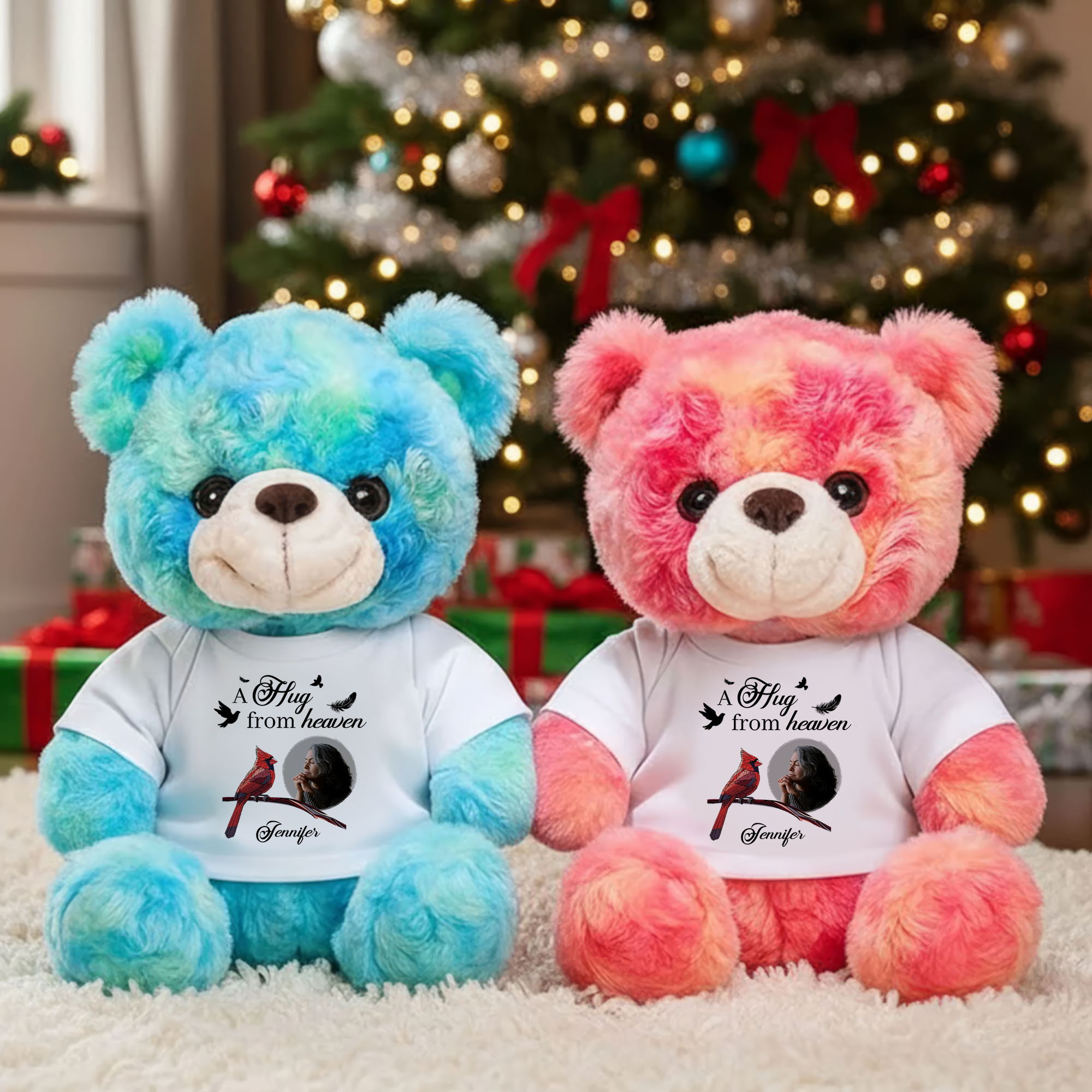 Cardinal A Hug From Heaven - Custom Name and Photo - Personalized Bear Plush
