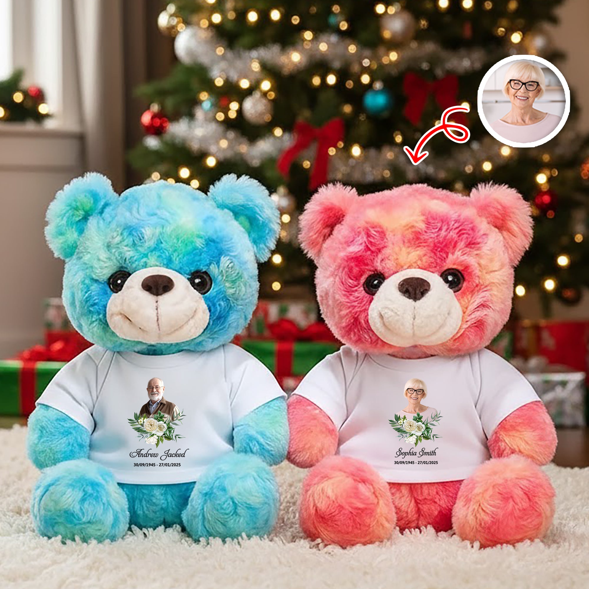 Those We Love Don't Go Away - Sympathy Gift - Custom Name and Photo - Personalized Bear Plush