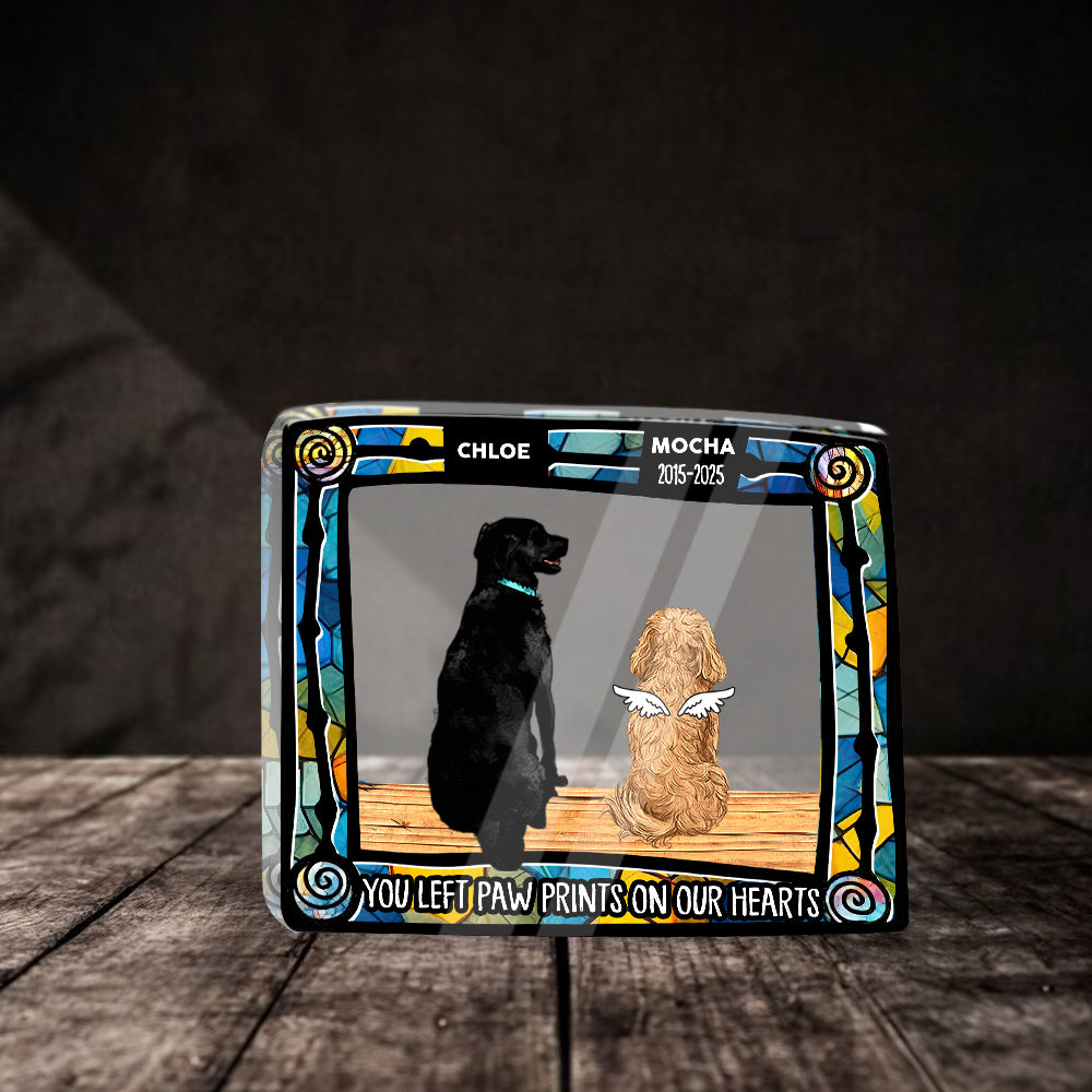You Left Pawprints on Our Heart - Custom Shape Acrylic Block Plaque