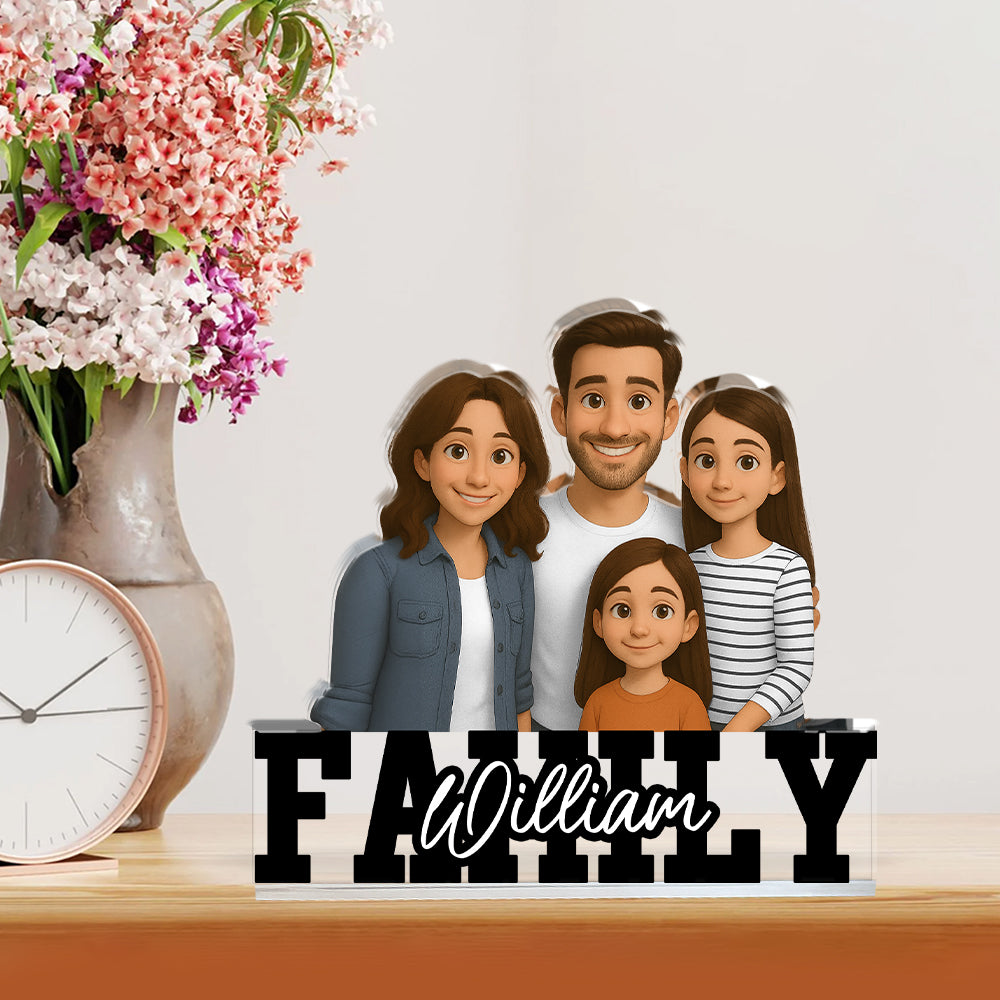 Custom Photo and Family Name - Personalized Family Gift - Custom Shape Acrylic Block Plaque