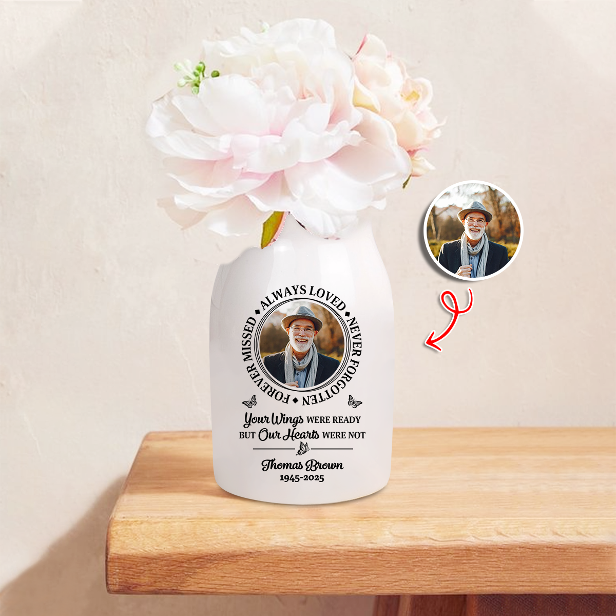 Always Loved - Personalized Ceramic Flower Vase - Sympathy Gift
