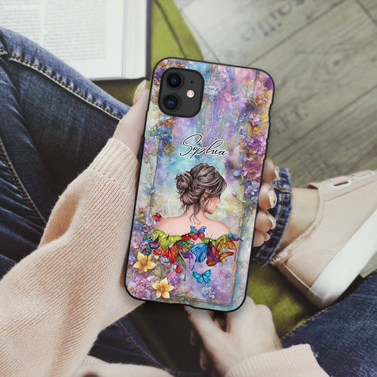 Custom Name - Personalized Black Silicone Phone Case - Stylish Cute Gift for Girls
