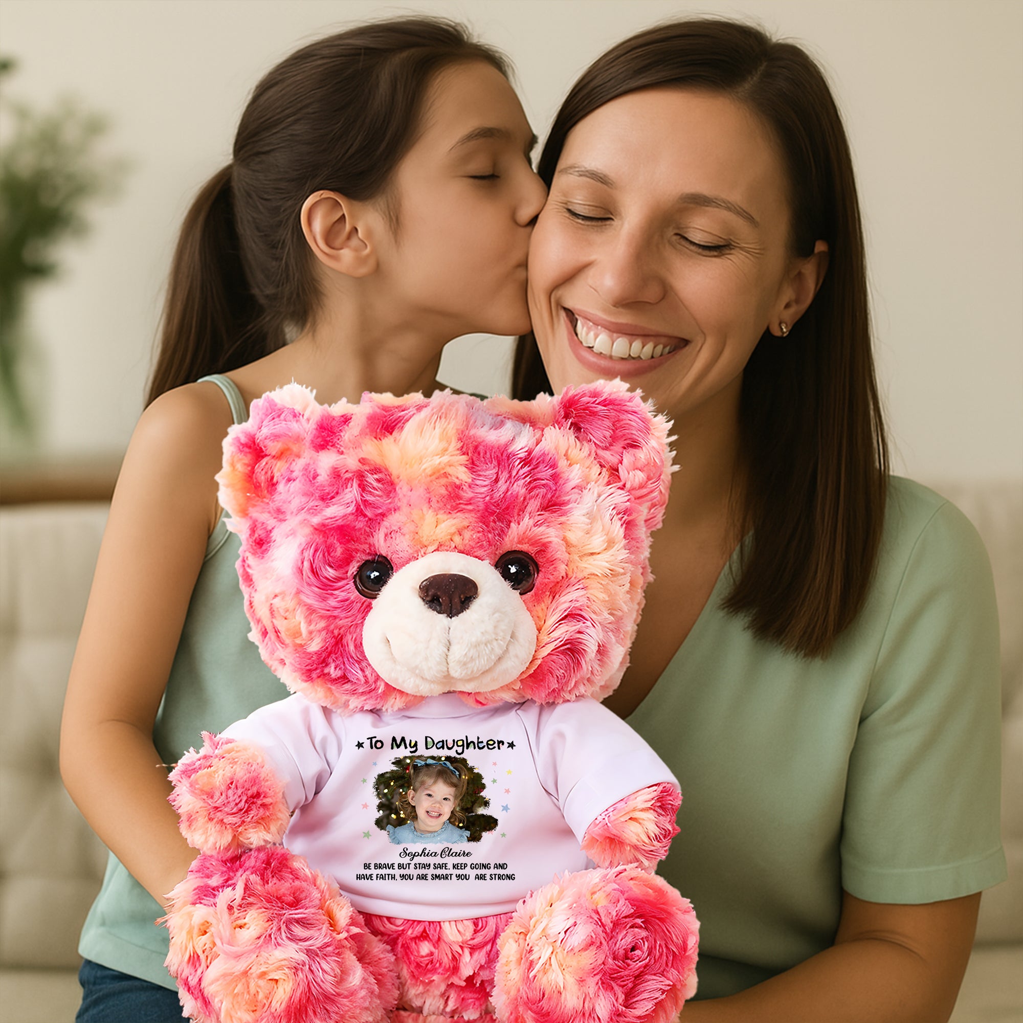 Be Brave But Stay Safe - Personalized Bear Plush - Custom Name and Photo Teddy Bear