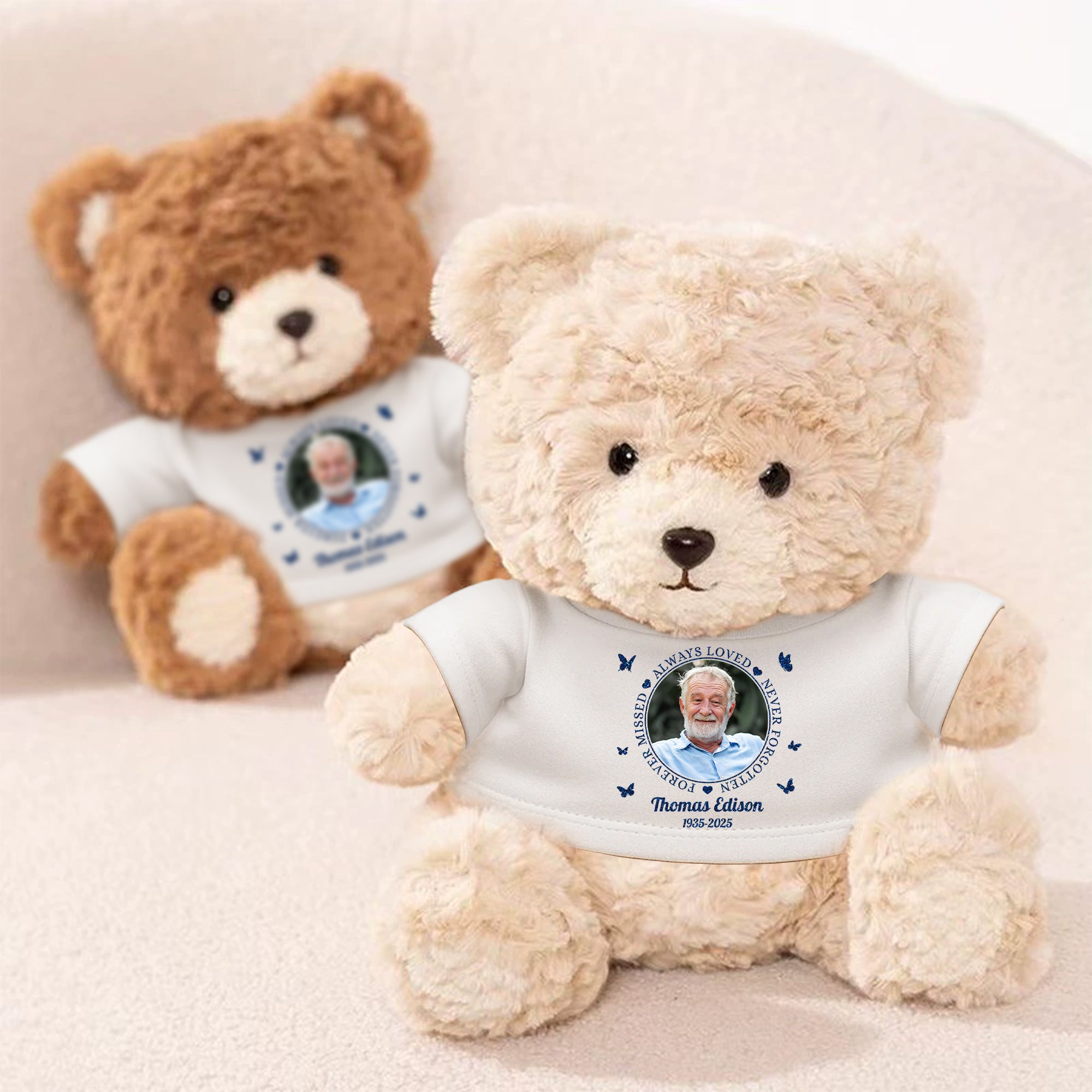A Hug From Heaven Memorial Bear Plush - Custom Photo Cute Bear