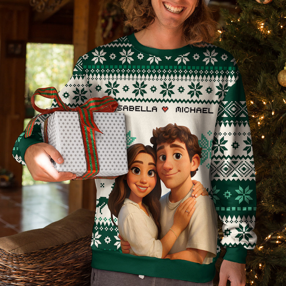 Custom Photo 3D Style Unisex Ugly Christmas Sweatshirt - All-Over-Print Sweatshirt