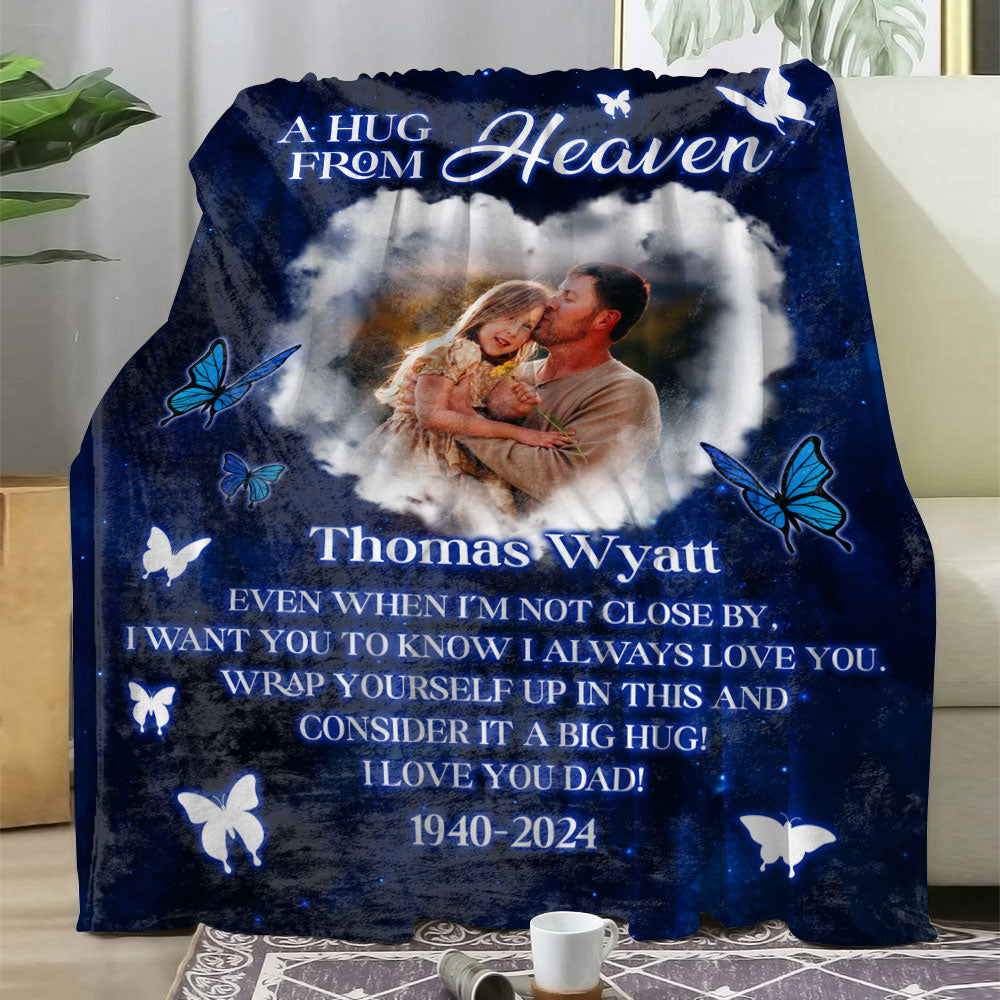 Custom Photo A Hug From Heaven - Memorial Personalized Custom Blanket - Sympathy Gift