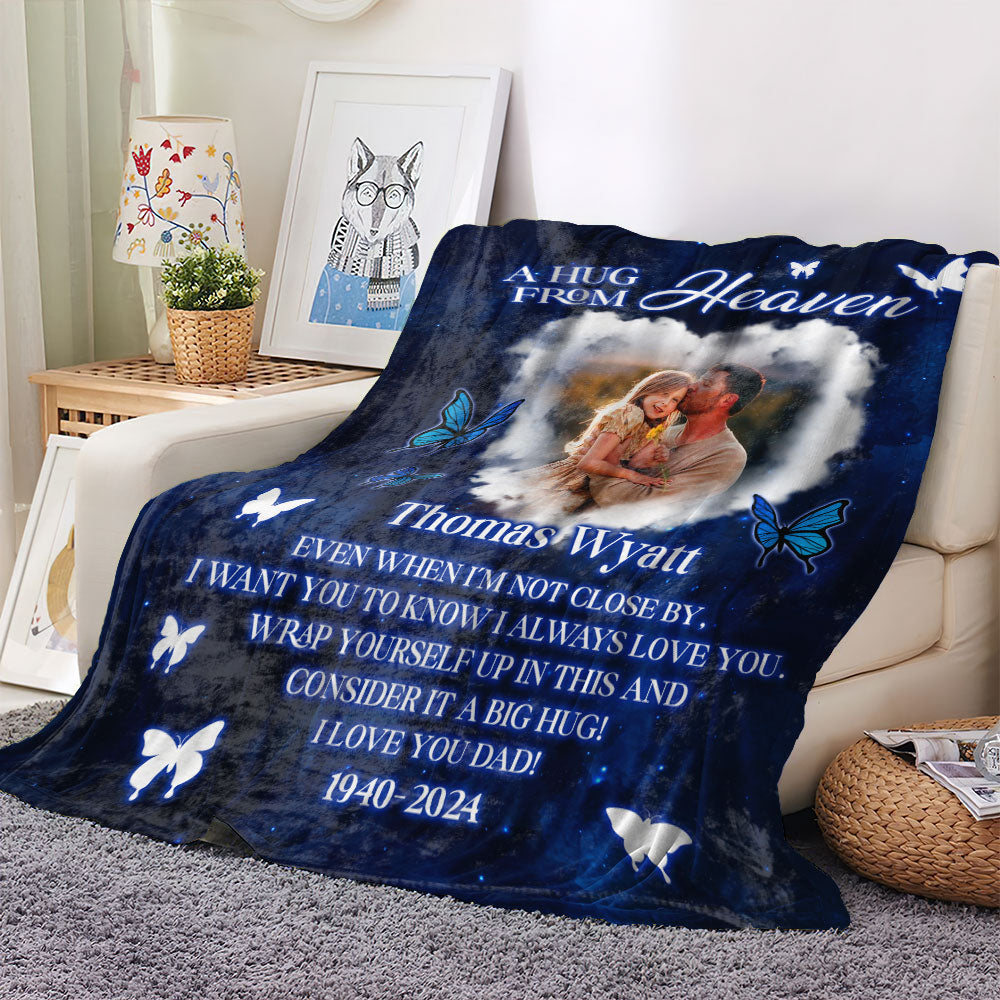 Custom Photo A Hug From Heaven - Memorial Personalized Custom Blanket - Sympathy Gift