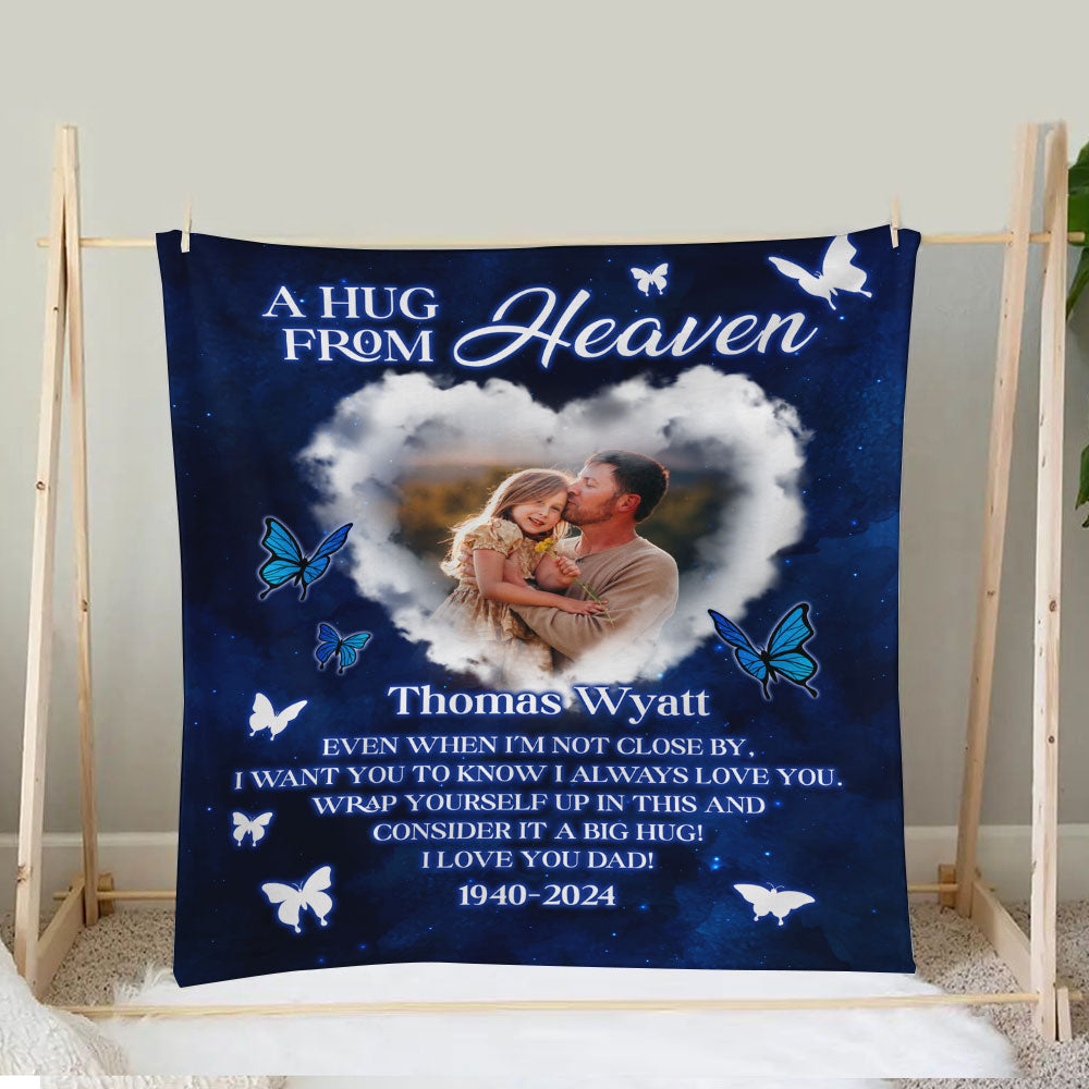 Custom Photo A Hug From Heaven - Memorial Personalized Custom Blanket - Sympathy Gift
